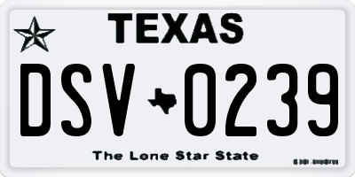 TX license plate DSV0239