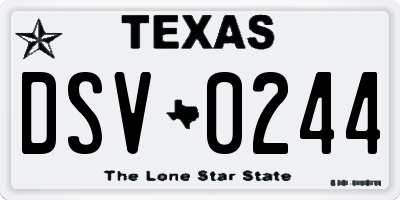 TX license plate DSV0244