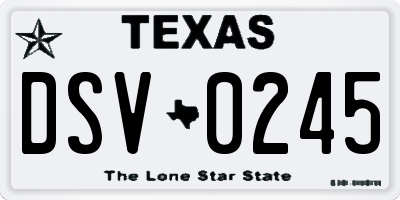 TX license plate DSV0245