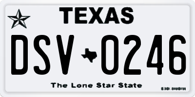 TX license plate DSV0246