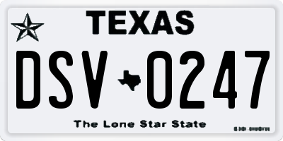 TX license plate DSV0247