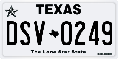 TX license plate DSV0249