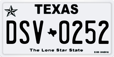 TX license plate DSV0252