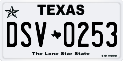 TX license plate DSV0253