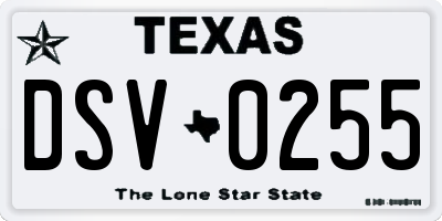 TX license plate DSV0255