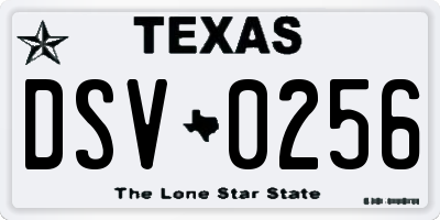 TX license plate DSV0256
