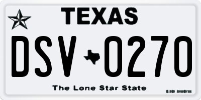 TX license plate DSV0270
