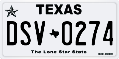 TX license plate DSV0274