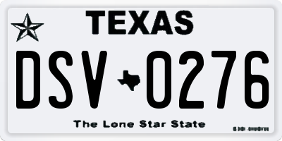 TX license plate DSV0276