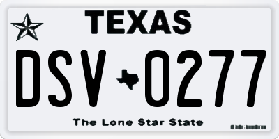 TX license plate DSV0277