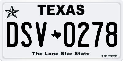 TX license plate DSV0278