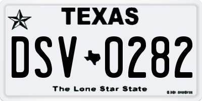 TX license plate DSV0282
