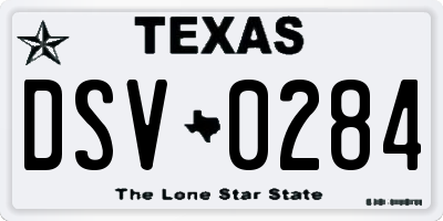 TX license plate DSV0284