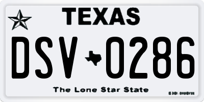 TX license plate DSV0286