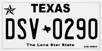 TX license plate DSV0290