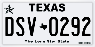 TX license plate DSV0292