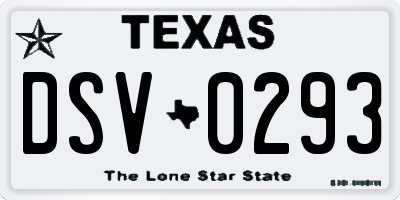TX license plate DSV0293