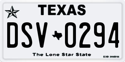 TX license plate DSV0294