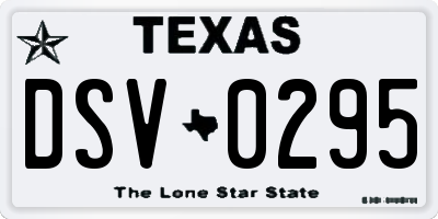 TX license plate DSV0295