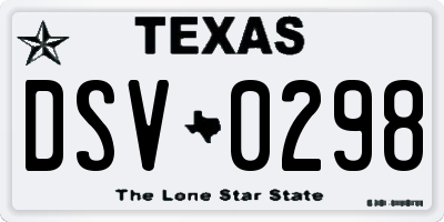 TX license plate DSV0298
