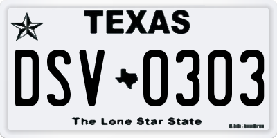 TX license plate DSV0303