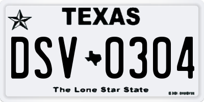 TX license plate DSV0304