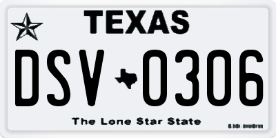 TX license plate DSV0306