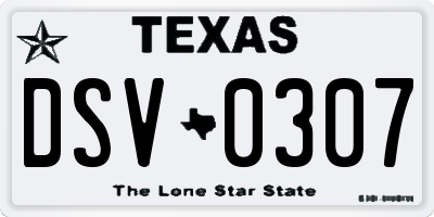 TX license plate DSV0307
