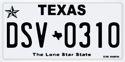 TX license plate DSV0310