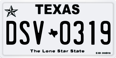 TX license plate DSV0319