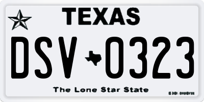 TX license plate DSV0323