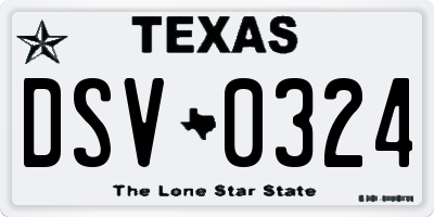 TX license plate DSV0324