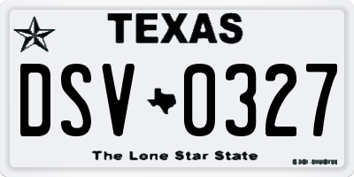 TX license plate DSV0327