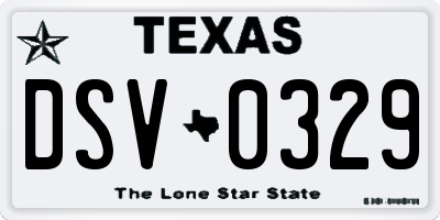 TX license plate DSV0329