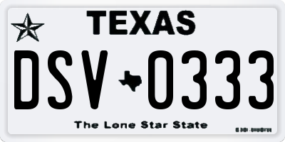 TX license plate DSV0333