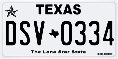 TX license plate DSV0334