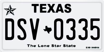 TX license plate DSV0335
