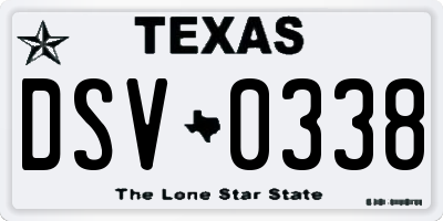 TX license plate DSV0338