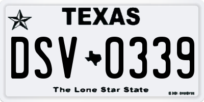 TX license plate DSV0339