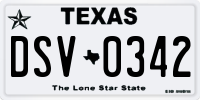 TX license plate DSV0342