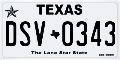 TX license plate DSV0343