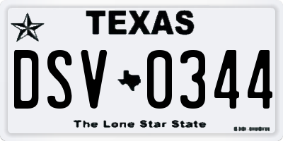 TX license plate DSV0344