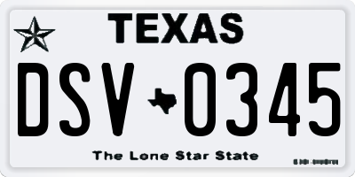 TX license plate DSV0345
