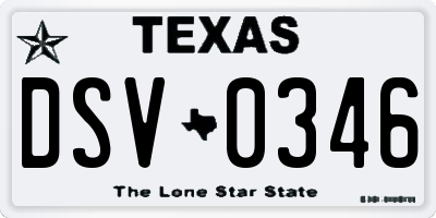 TX license plate DSV0346