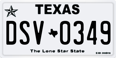TX license plate DSV0349