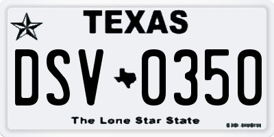 TX license plate DSV0350