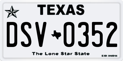 TX license plate DSV0352
