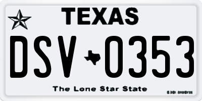 TX license plate DSV0353