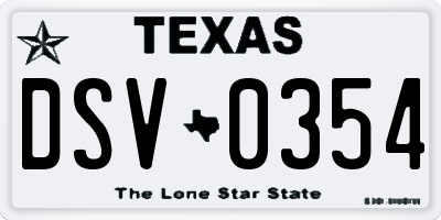 TX license plate DSV0354