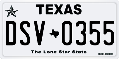 TX license plate DSV0355